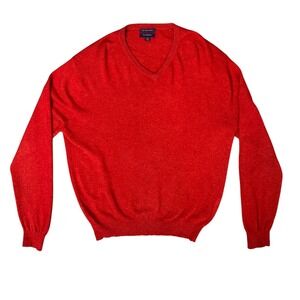 Club Room Red 100% Fine Cashmere V Neck Sweater Men's Size L‎